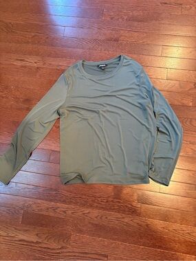Express Olive Green Long Sleeve Crewneck Top